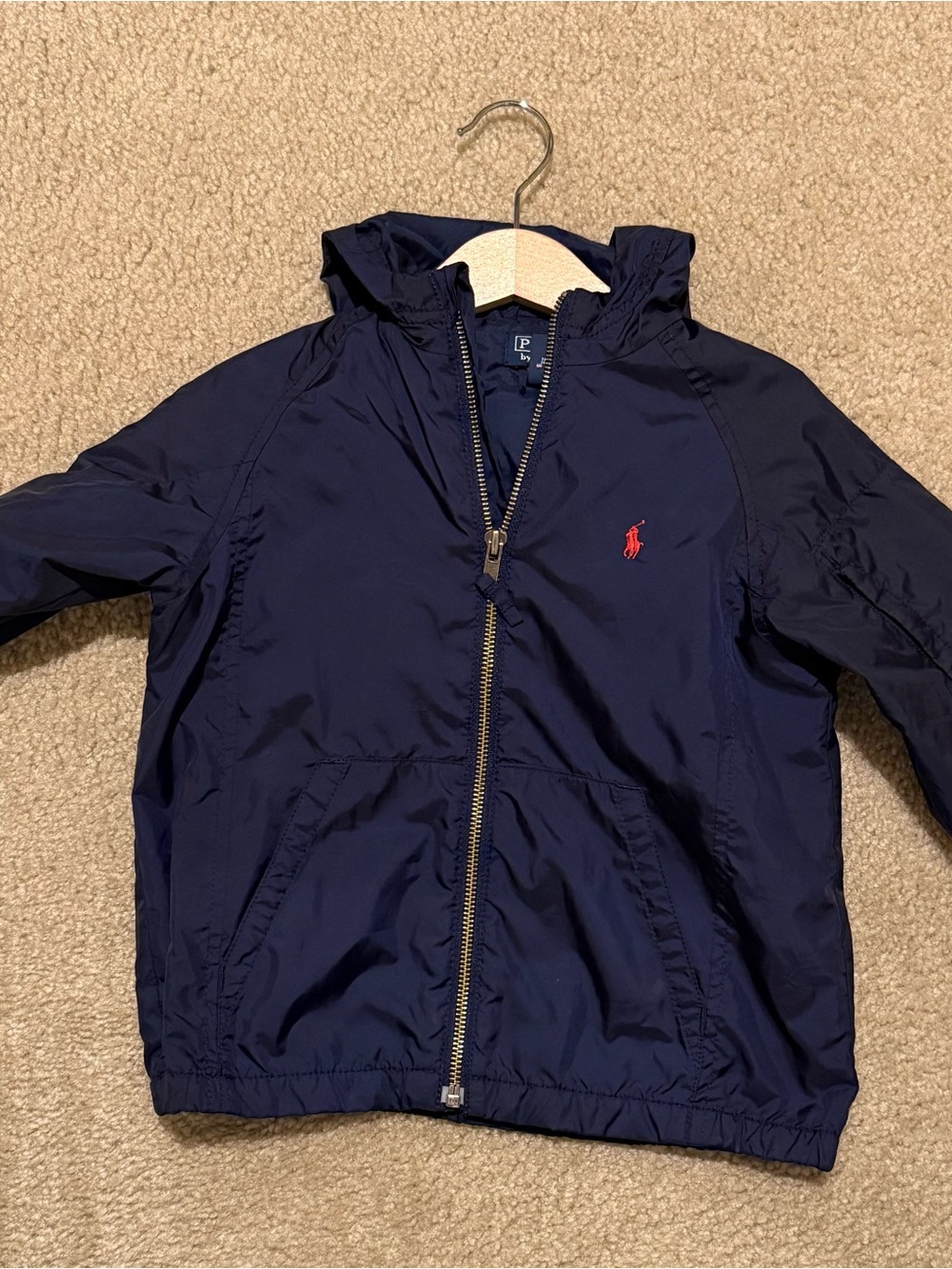 Ralph Lauren Navy Hooded Windbreaker with Red Pony